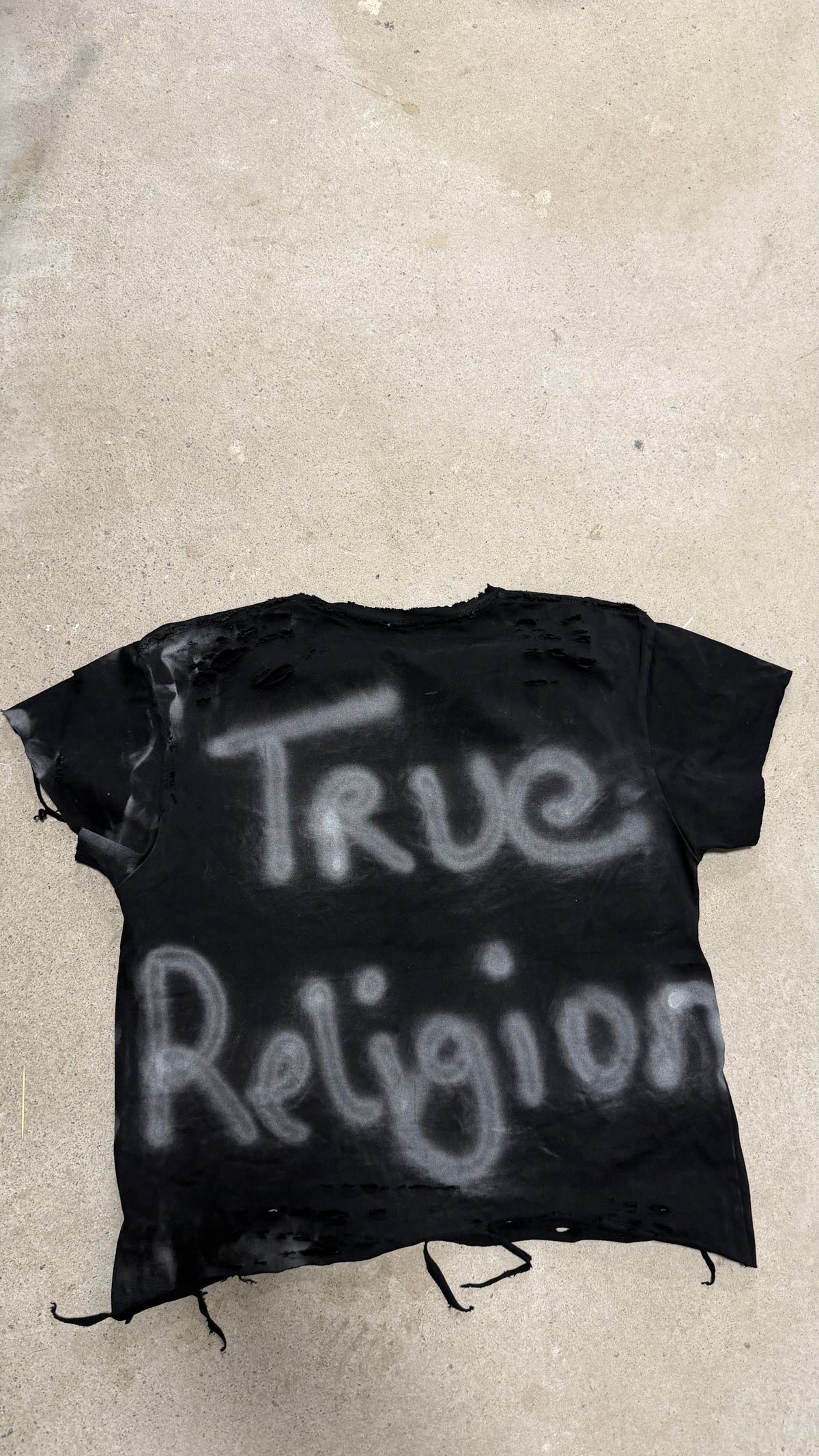 Distressed Airbrushed Tee — Black