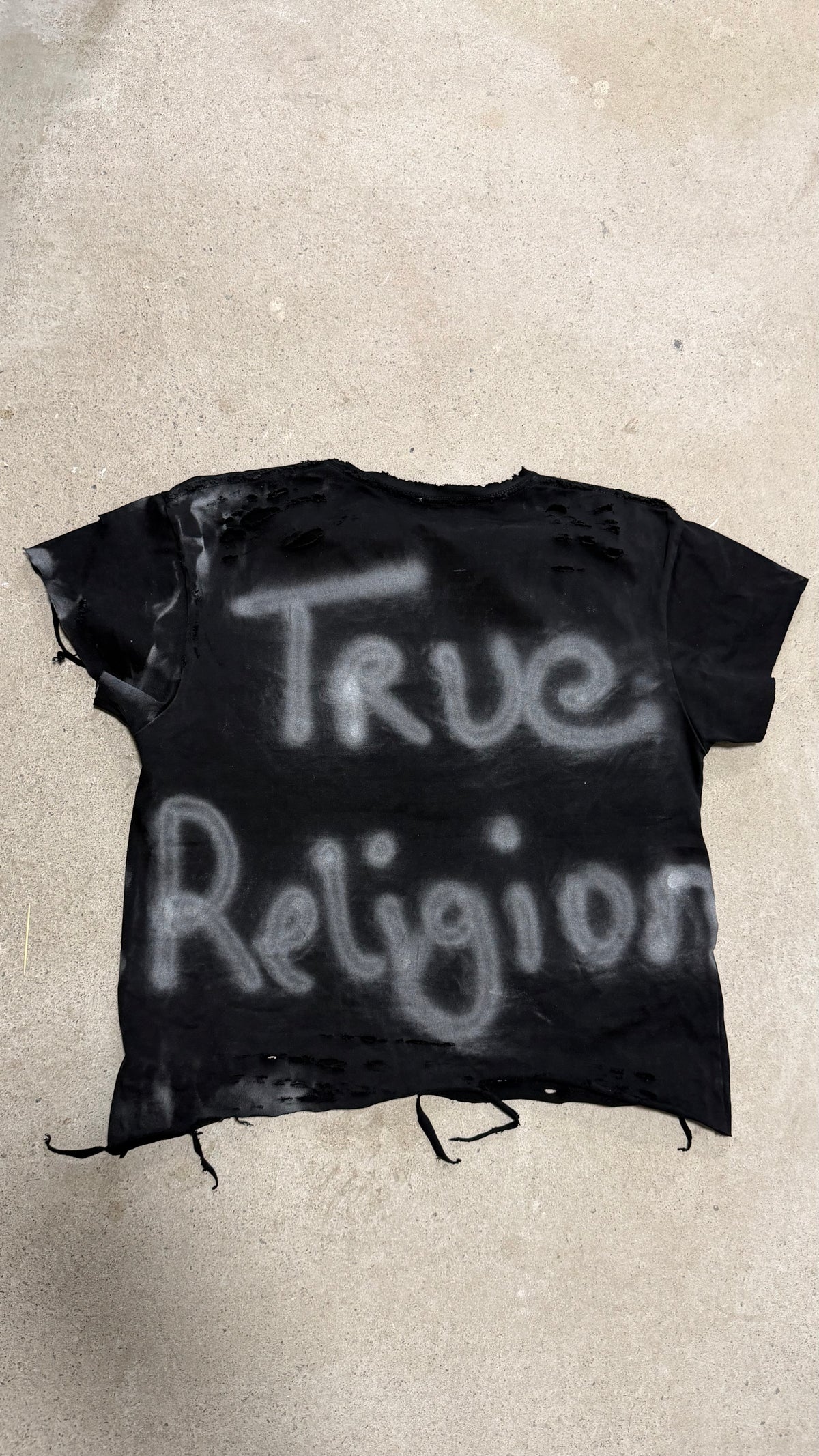 Distressed Airbrushed Tee — Black