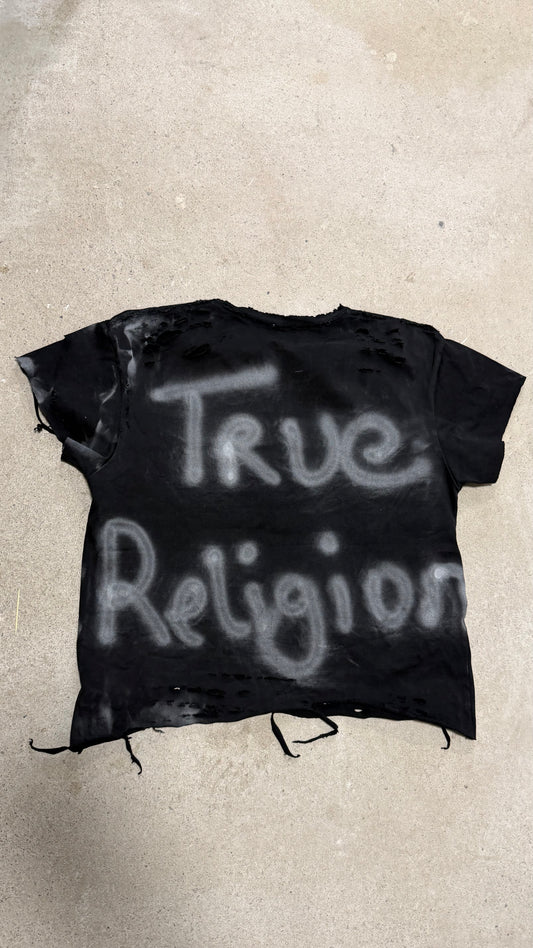 Distressed Airbrushed Tee — Black